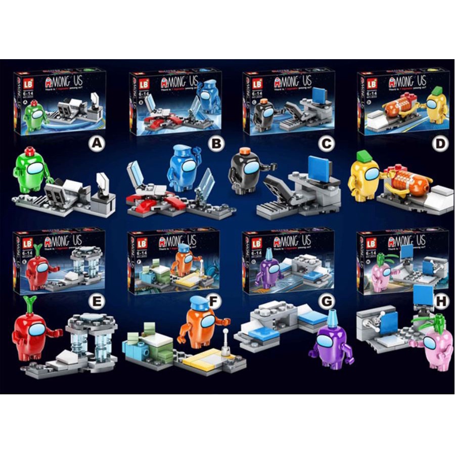 Bộ xếp hình Lego Nhân Vật Among Us Cho Bé10 phân loại Các màu