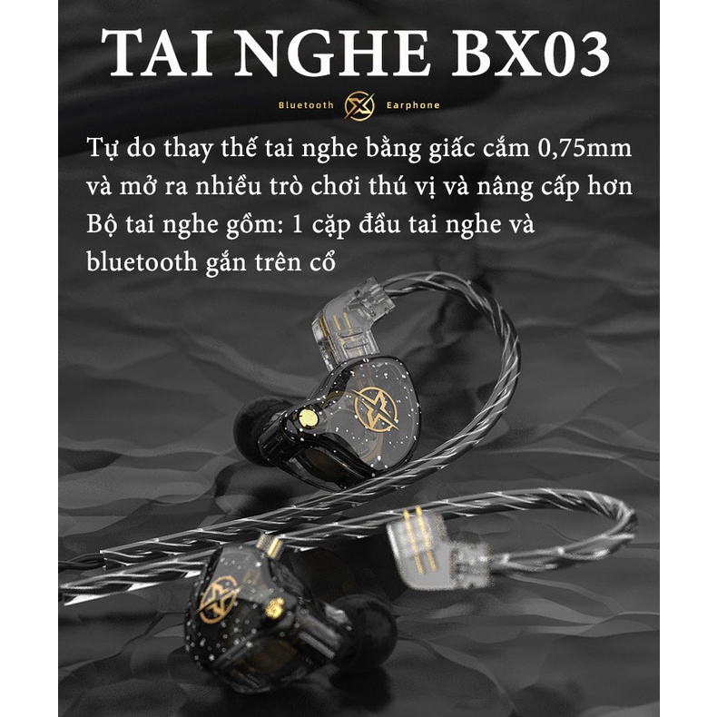 Tai Nghe Bluetooth Quàng Cổ BX03 Tai Nghe Không Dây Chip Bluetooth 5.0 Âm Thanh Vòm HIFI Sống Động Chân Thực