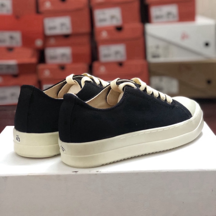 Giày sneaker Rick Owen cổ thấp cao cấp full box để thơm hương vani, giày thể thao nam nữ màu đen trắng tăng chiều cao M7 | BigBuy360 - bigbuy360.vn