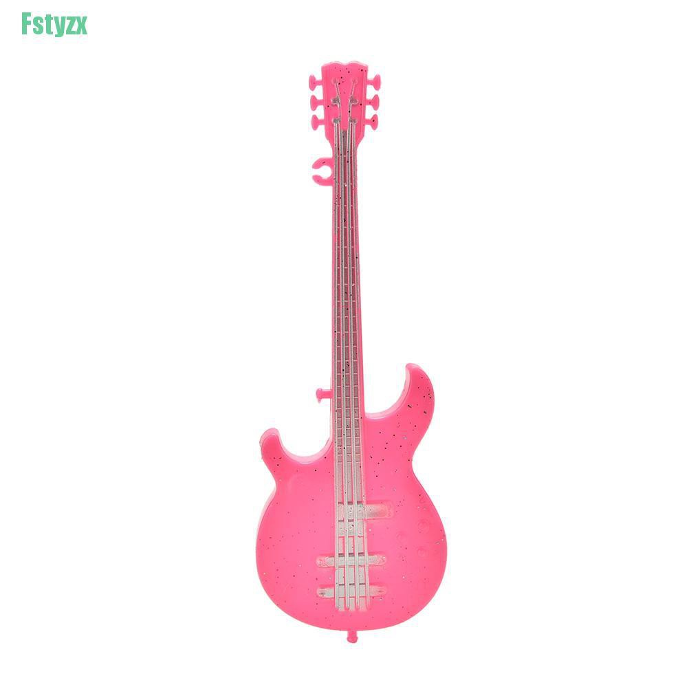 fstyzx 1 Pcs Creative Fashion Cool Pink Guitar for Barbies Dolls