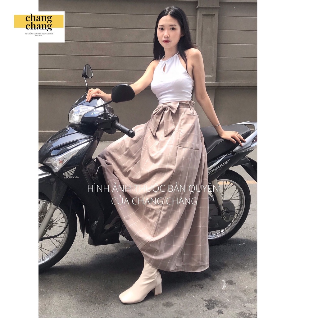Váy Chống Nắng Lưng Thun Cài Nút CHANG CHANG, Quây Che Nắng Thiết Kế Vải Quần Tây Dày Mềm Nhiều Màu
