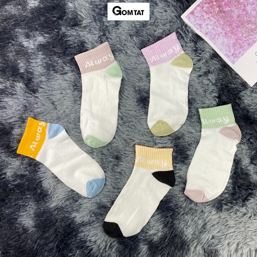 Set 5 Đôi Tất Nữ Cổ Ngắn GOMTAT Nhiều Màu Dễ Thương, Vớ Nữ Cổ Thấp Phong Cách Hàn Quốc - CB040