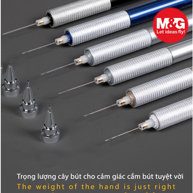 Bút chì kim kỹ thuật Drafting chuyên nghiệp AMPH7201 thân bút có tay cầm kim loại sản phẩm bút chì cơ cao cấp