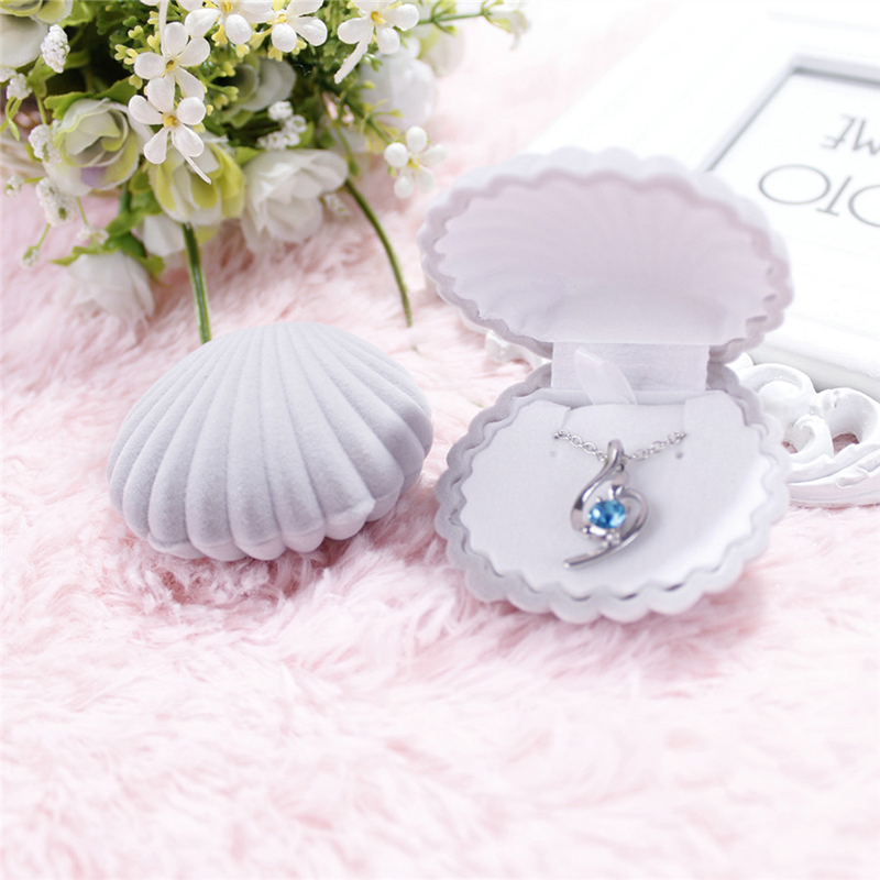 1 Hộp Đựng Nhẫn Hình Vỏ Sò Đáng Yêu