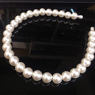 Bờm vintage hạt châ trắng
