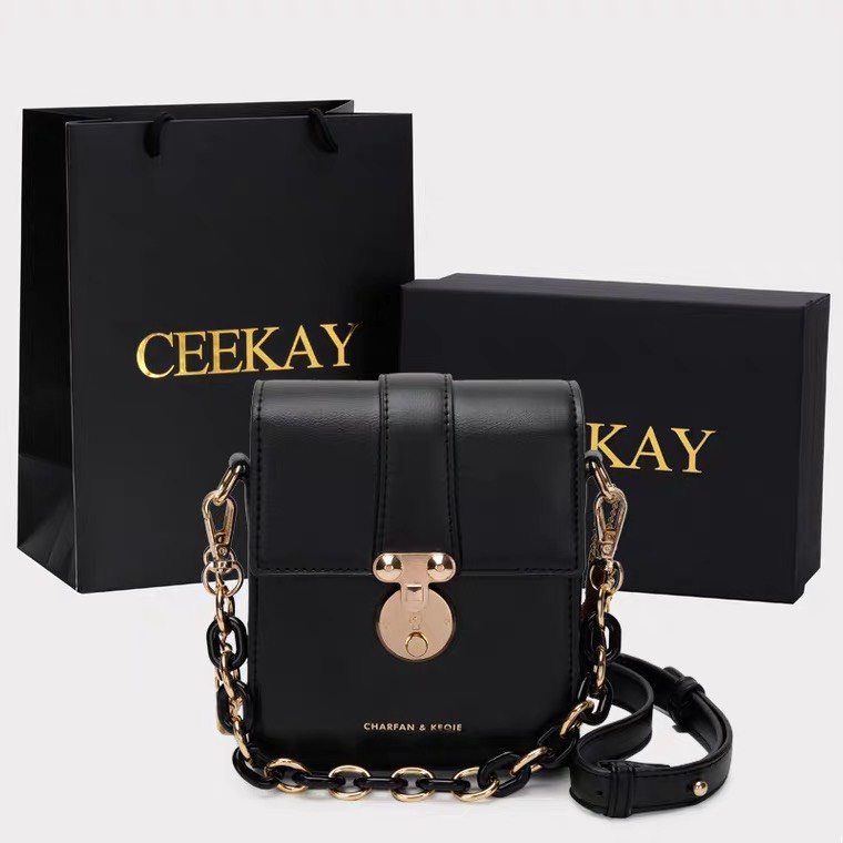 💚 Hàng order 💚 Túi xách nữ CEEKAY vuông dây đeo xích, khóa tròn, quai xách phối xích sang chảnh CK001