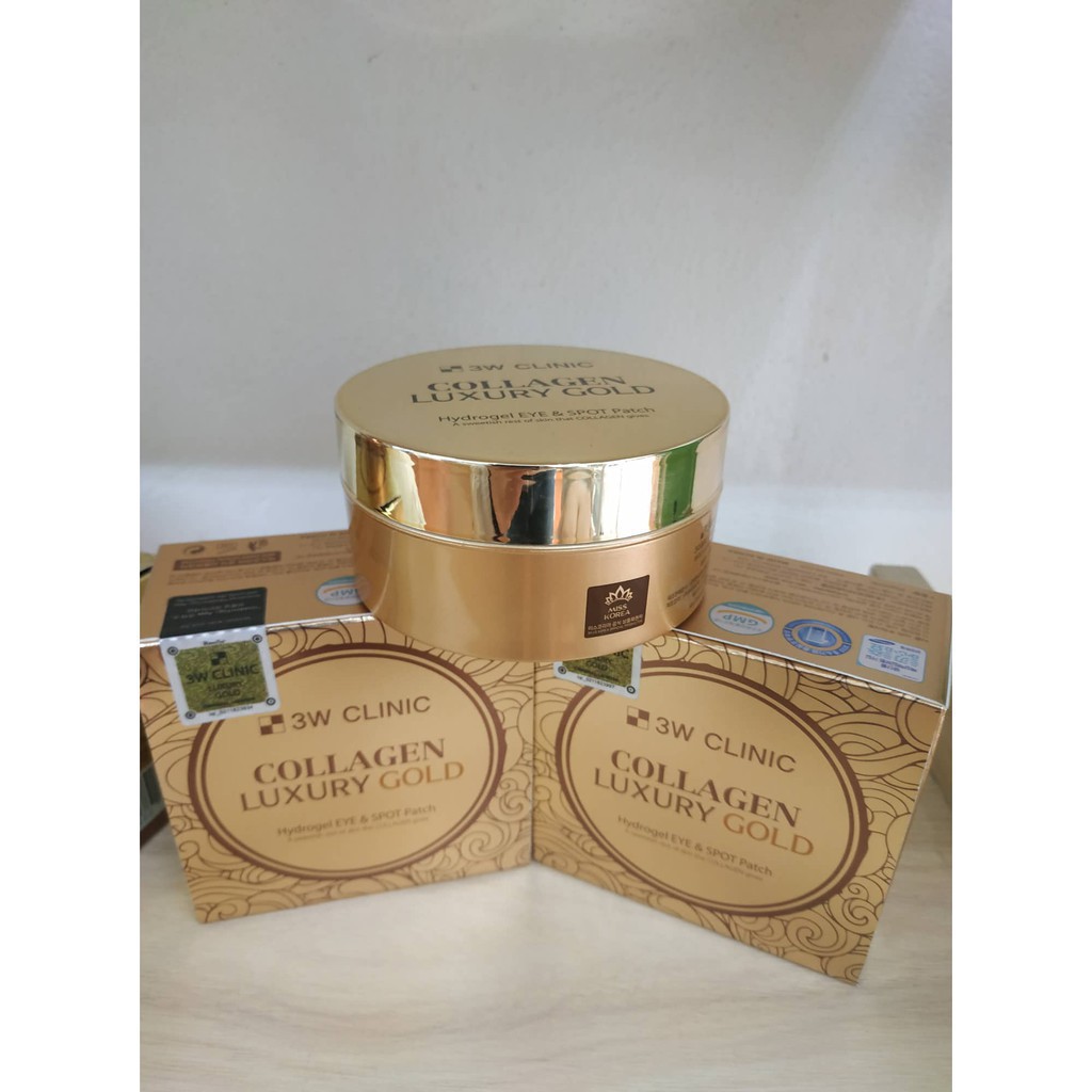 Mặt nạ mắt vàng 24k 3W Clinic Collagen Luxury Gold Hydrogel Eye & Spot Patch Mỹ phẩm Mặt nạ vàng 24k hàn quốc chính hãng | BigBuy360 - bigbuy360.vn