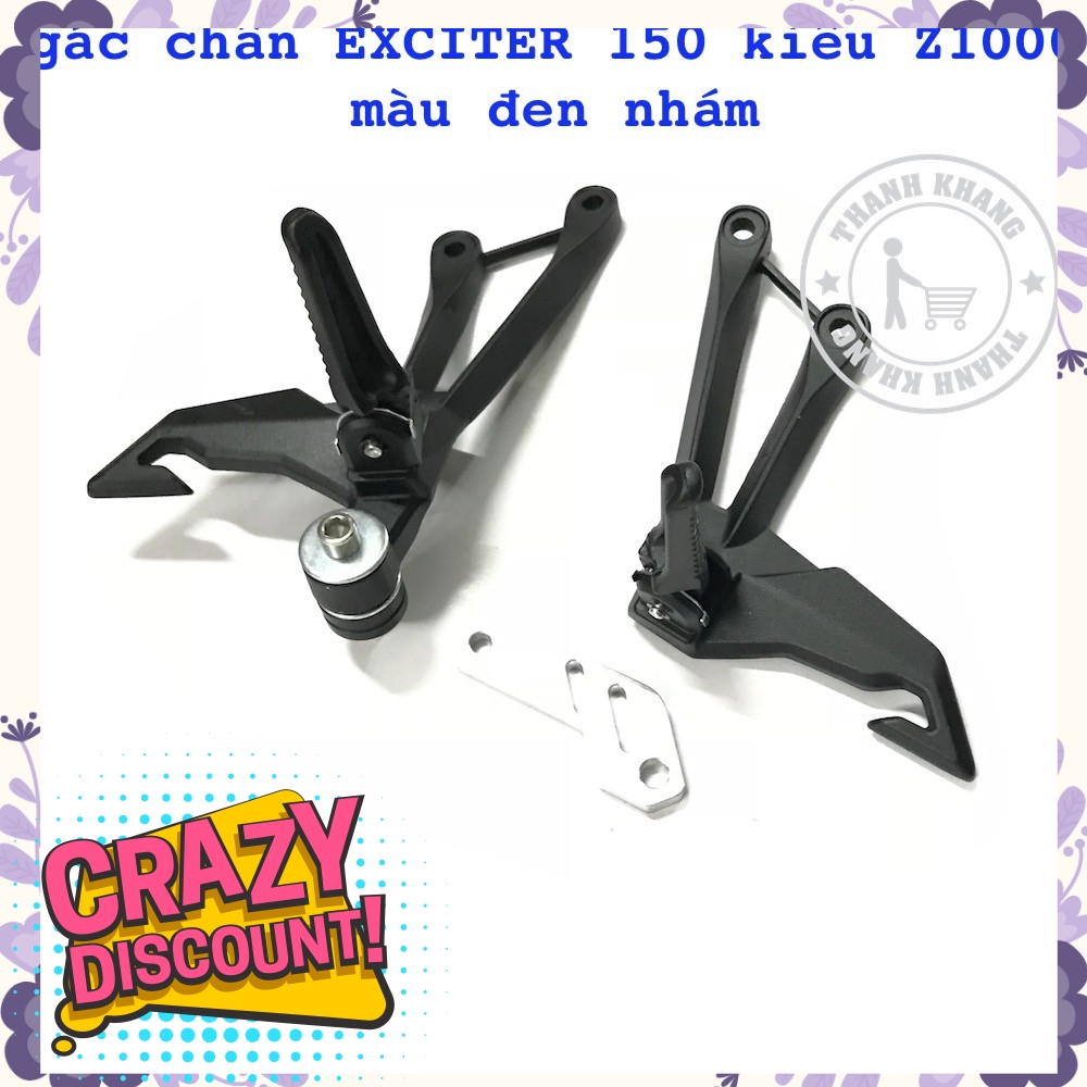 Gác chân EXCITER 150 kiểu Z 1000 đẹp độc thanh khang màu đen nhám 006001144