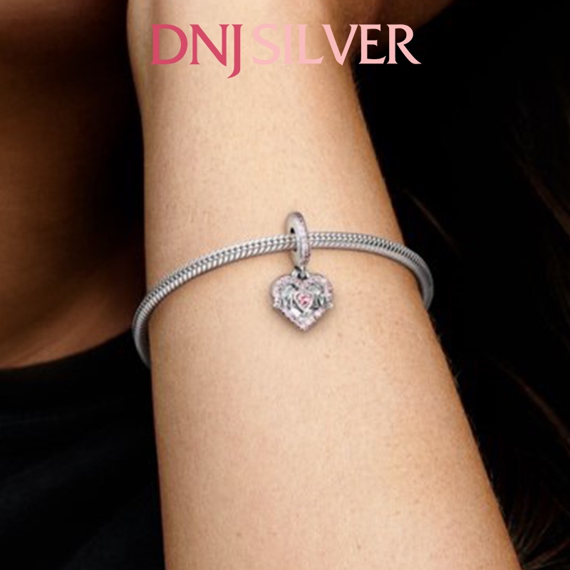[Hàng cao cấp] Charm bạc 925 cao cấp, hàng chuẩn bạc - Charm Heart &amp; Mum thích hợp để mix vòng tay charm - DN018