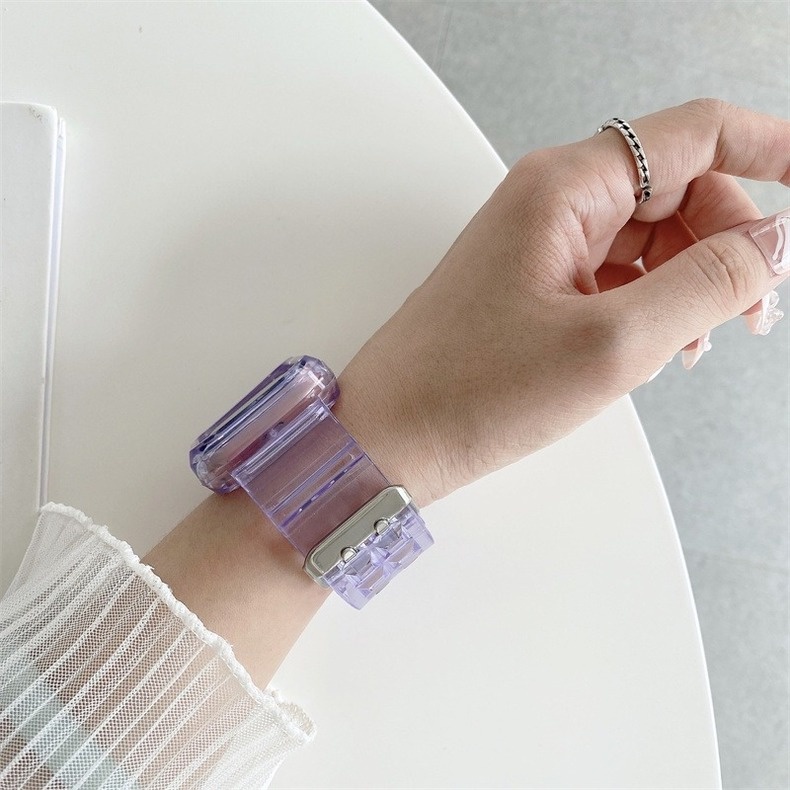 Dây đeo bằng silicone trong suốt thích hợp cho đồng hồ thông minh Apple Watch SE 6 5 4 3 iWatch 38 44 42 40 MM