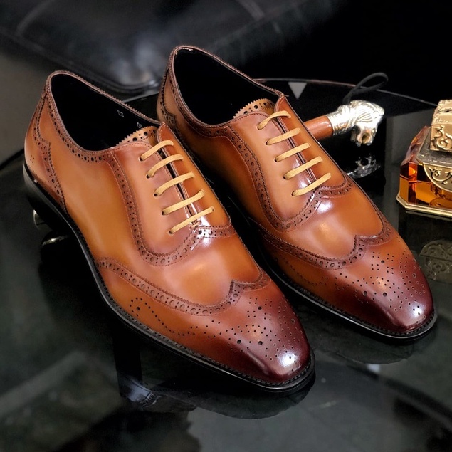 Giày tây nam cao cấp ERMAND đế phíp da bò thật bảo hành 1 năm kiểu dáng oxford - Mã T190