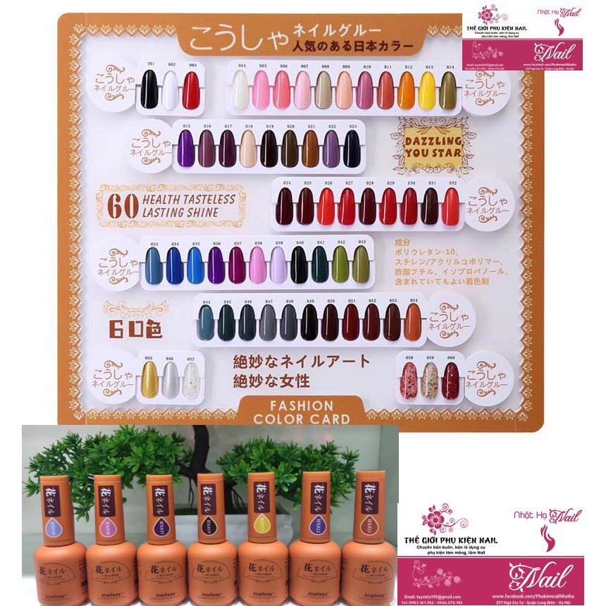 Sơn Gel Nhật Hana Nail 60 màu sắc đẹp tự nhiên - Chất Sơn dẻo mịn, Lên màu Chuẩn - Lẻ 1 Chai 15ml