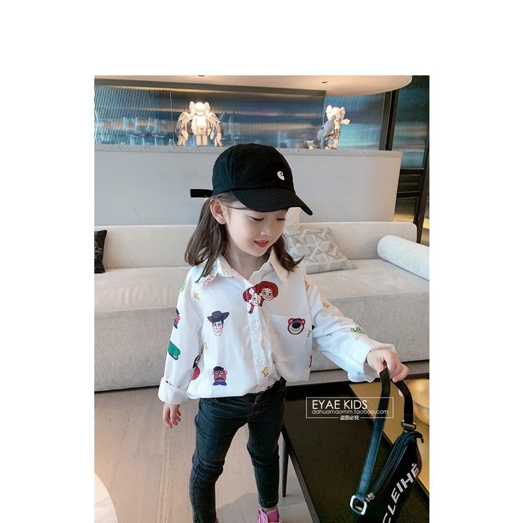 Áo sơ mi tay dài in họa tiết thời trang mùa thu cho bé gái