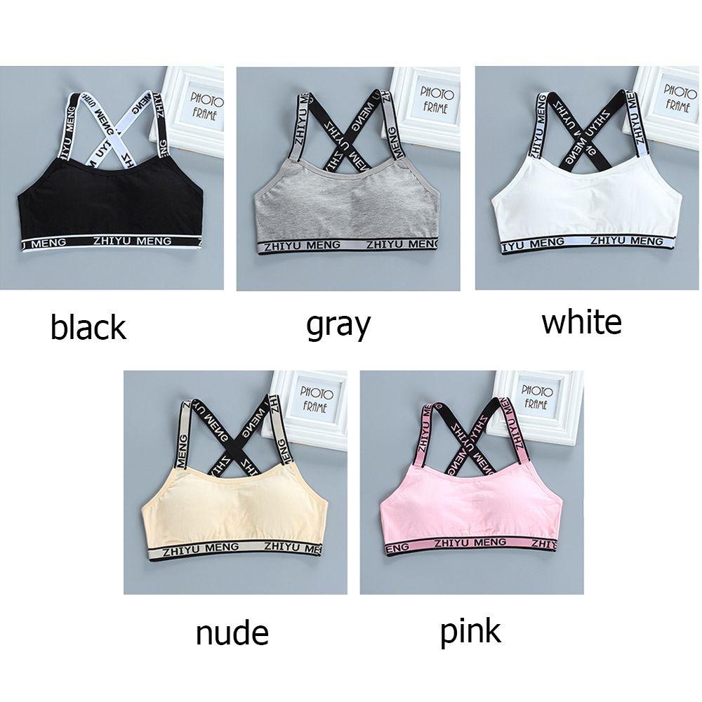Áo Ngực Thể Thao Có Mút Đệm In Chữ Dành Cho Bé Gái 8-14 Tuổi