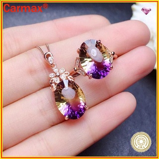 Vòng cổ Mặt Hình Quả Trứng Đính Đá Thạch Anh Tím Sang Trọng