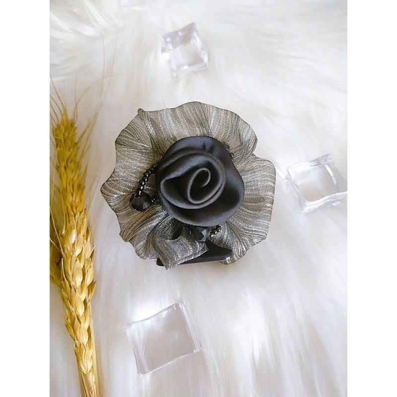 Kẹp càng cua 5 răng đính hoa vải lụa siêu đẹp