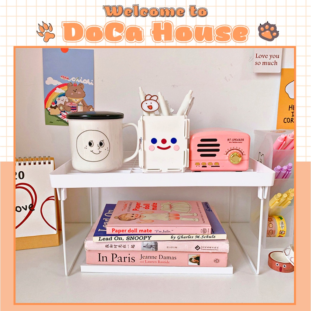 Kệ nhựa DOCA để bàn, kệ nhựa gấp gọn để bàn tiện dụng phong cách Hàn Quốc