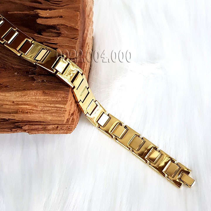 Lắc tay đá màu vàng bảng 1.5cm, lắc tay nam bảng trơn màu vàng LZ1621.