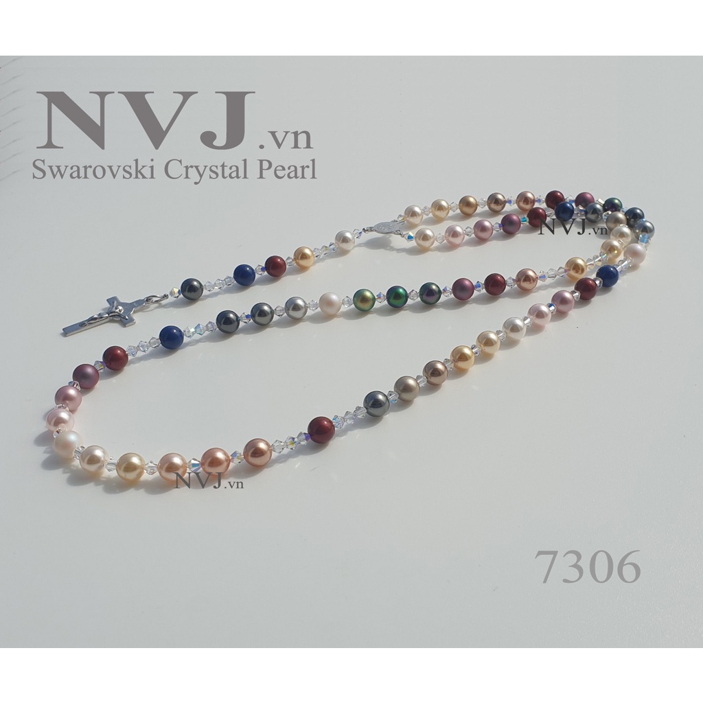 Chuỗi mân côi 50 hạt SWAROVSKI 8ly cao cấp sang đẹp tùy chọn màu, trang sức công giáo NVJ