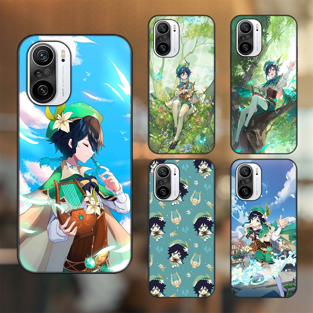 Ốp lưng Xiaomi K40 viền đen in hình Venti Genshin Impact