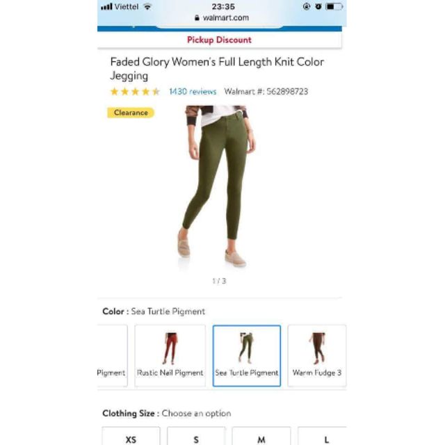 Quần stretch jegging Walmart - Faded Glory women's full length knit colour jegging