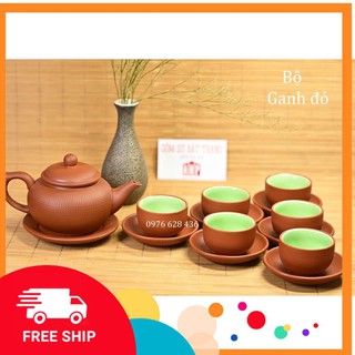 Bộ ấm trà tử sa bát tràng ganh đỏ