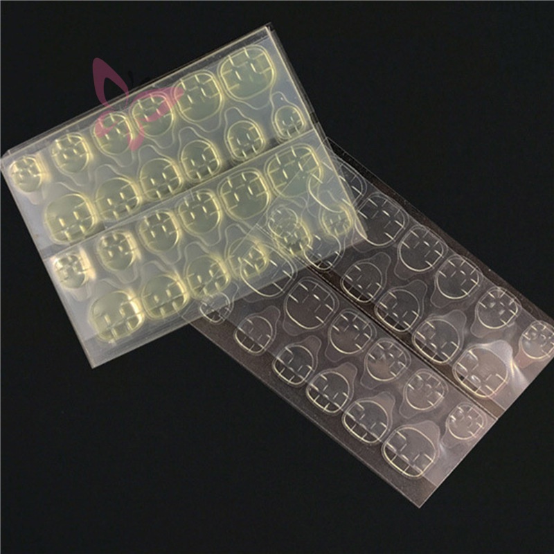 Set 24 Miếng Dán Móng Tay Trong Suốt Hai Mặt Chống Thấm Nước Thân Thiện Với Môi Trường
