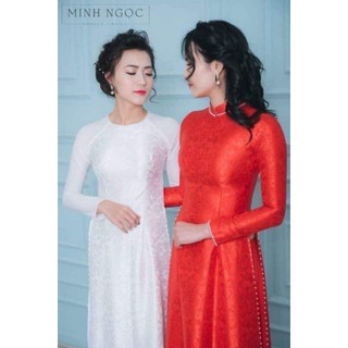 Áo dài cô dâu gấm tơ đẹp ( trắng, đỏ, hồng, vàng)