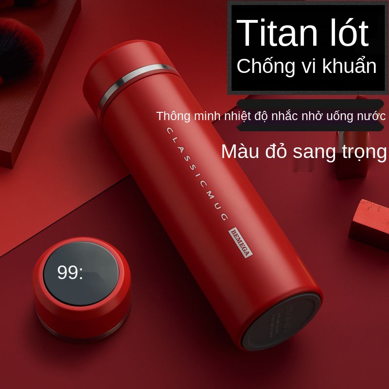 Bình chân không thông minh Bemega tinh khiết bằng titan của Anh, đôi- cốc lớp, uống nước cao cấp dành cho nam Tách t