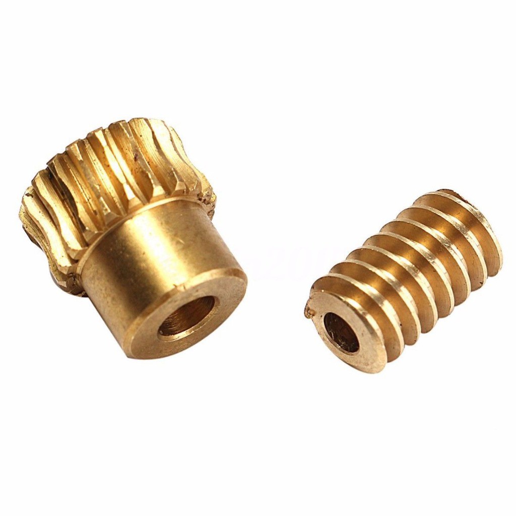 Bộ bánh răng đồng thau và trục ren xoắn dài 12mm chuyên dụng
