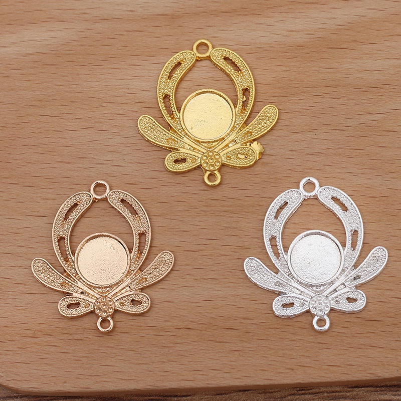 Phiến treo đúc họa tiết hoa sen cách điệu hình tròn nguyên liệu làm trâm làm trang sức cổ trang cosplay cổ phục KC