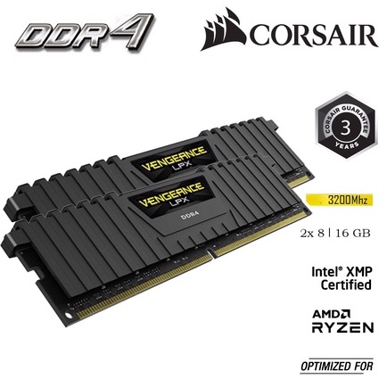 RAM PC CORSAIR VENGEANCE LPX 16GB DDR4 2x8G 3200MHz CMK16GX4M2E3200C16