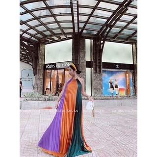 VÁY MAXI CÔ TẤM DẬP LI MIX MÀU SIÊU XINH