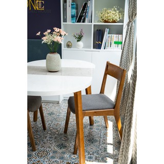 Bàn ăn mặt đá solid surface white macchiato