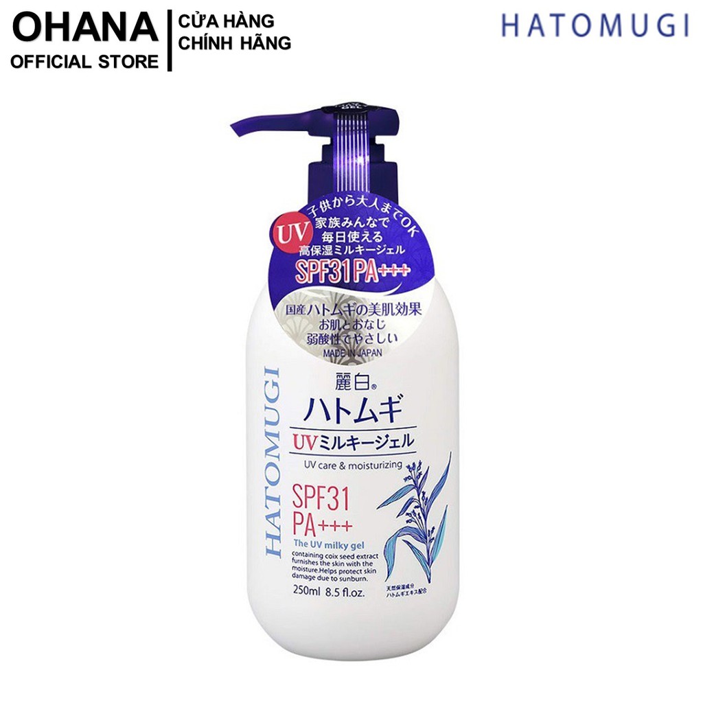 Sữa Dưỡng Thể Chống Nắng Reihaku Hatomugi SPF31 PA+++ UV Care & Moisturizing Milky Gel 250ml