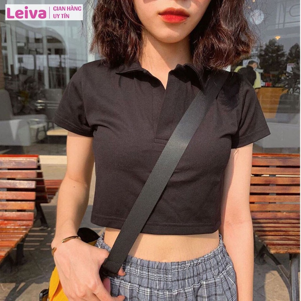 Áo polo croptop LEIVA áo croptop có cổ cao cấp thun cotton co giãn 4 chiều thoáng mát - L03 | BigBuy360 - bigbuy360.vn