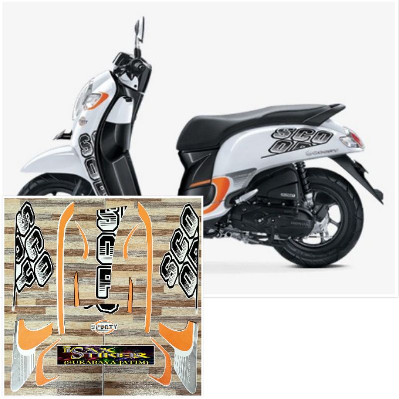 Dải Honda Scoopy sporty Trắng Cam 2017
