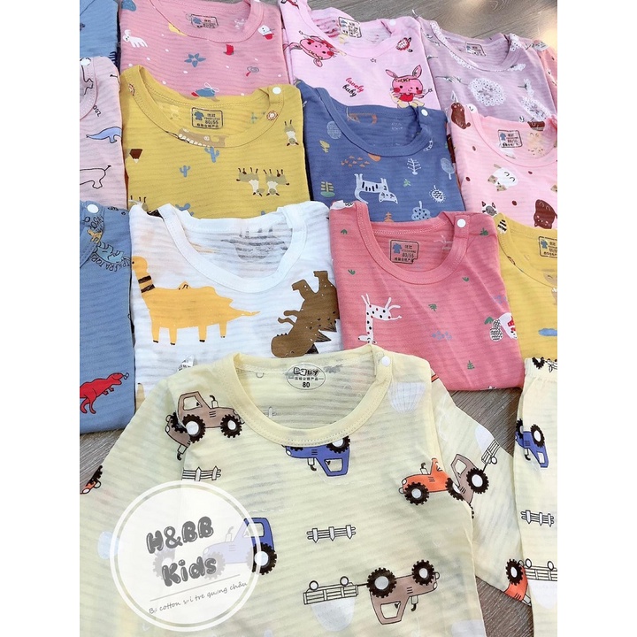 Bộ thu đông dài tay sợi tre họa tiết QC cực kỳ xinh yêu, chất siêu đẹp cho bé 10-20kg( túi zip)