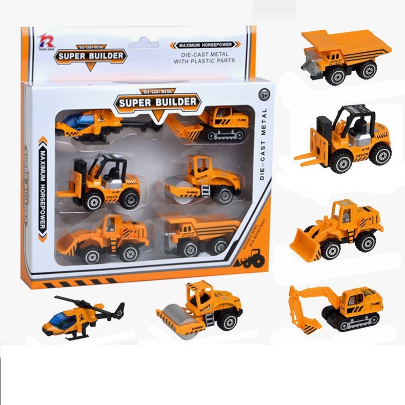 Bộ 6 Chiếc Xe Máy Công Trình Mini Tỉ Lệ 1:64