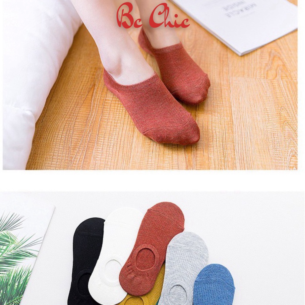 Tất Nữ , Tất thuyền cổ ngắn mùa hè tiện lợi ❤️ Tất Cotton trơn chống trượt cho nữ mã PKT434 BC_CHIC LINGERIE
