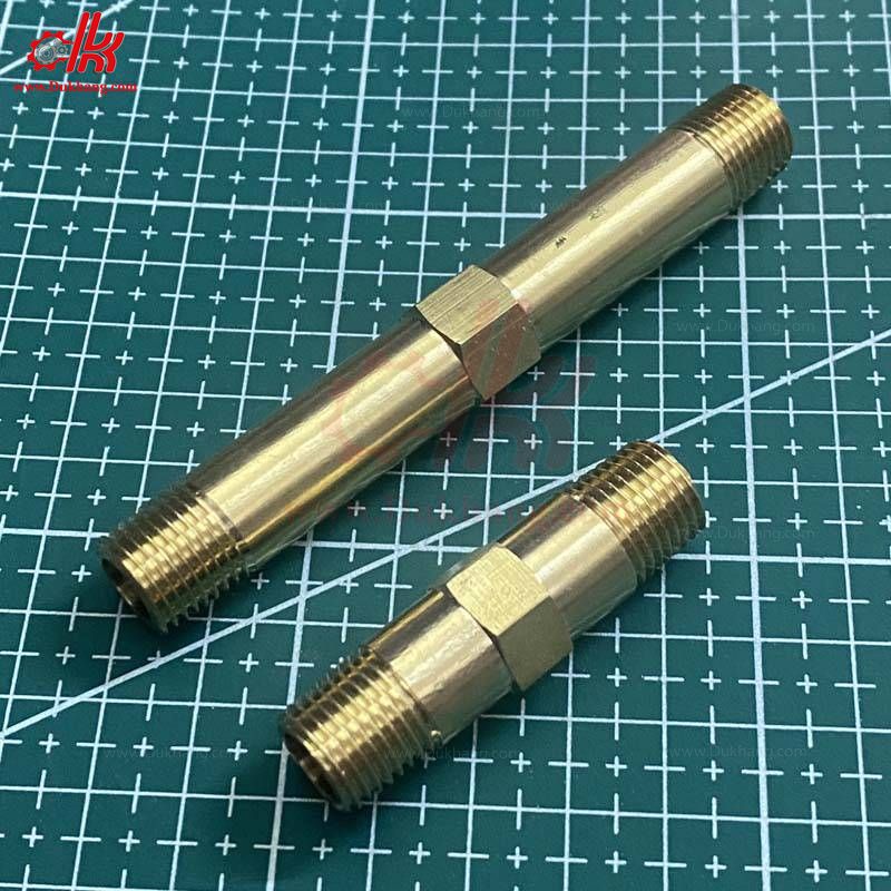 Nối thau 2 đầu ren ngoài dài 50mm/100mm