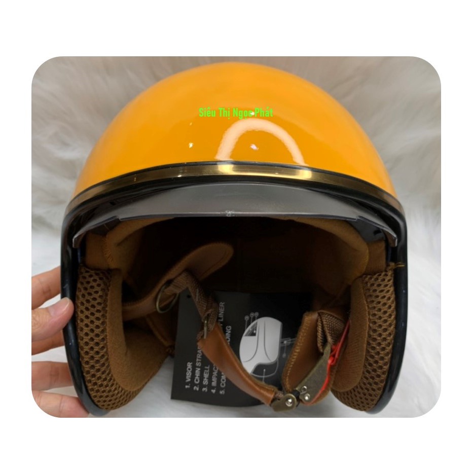 [PHƯỢT] Mũ bảo hiểm 3/4 NAPOLI có kèm kính che Full mặt_SIZE L 55-57cm_Màu VÀNG [HÀNG CHÍNH HÃNG]