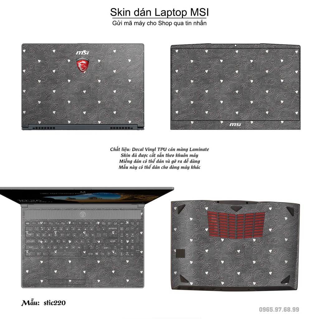 Skin dán Laptop MSI in hình Hoa văn sticker _nhiều mẫu 35 (inbox mã máy cho Shop)