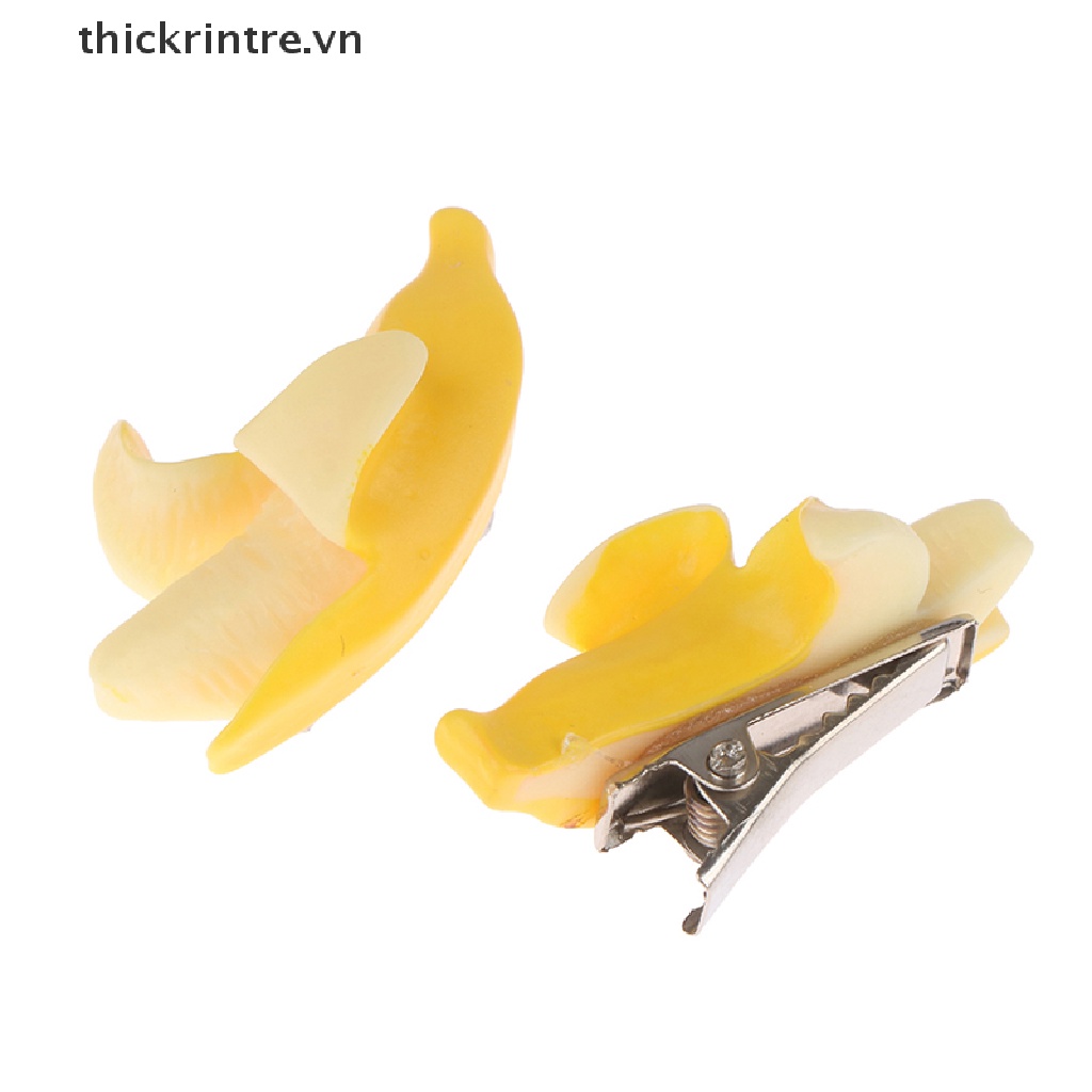 Set 2 Kẹp Tóc Quả Chuối Giả Handmade Sáng Tạo Cho Nữ