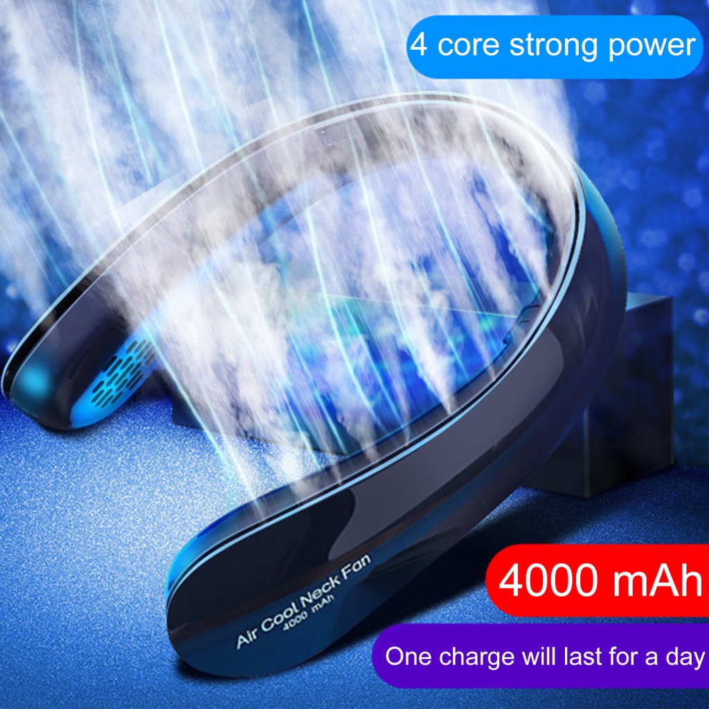 Quạt điều hòa không cánh đeo cổ sạc usb 14.8w 4000mah