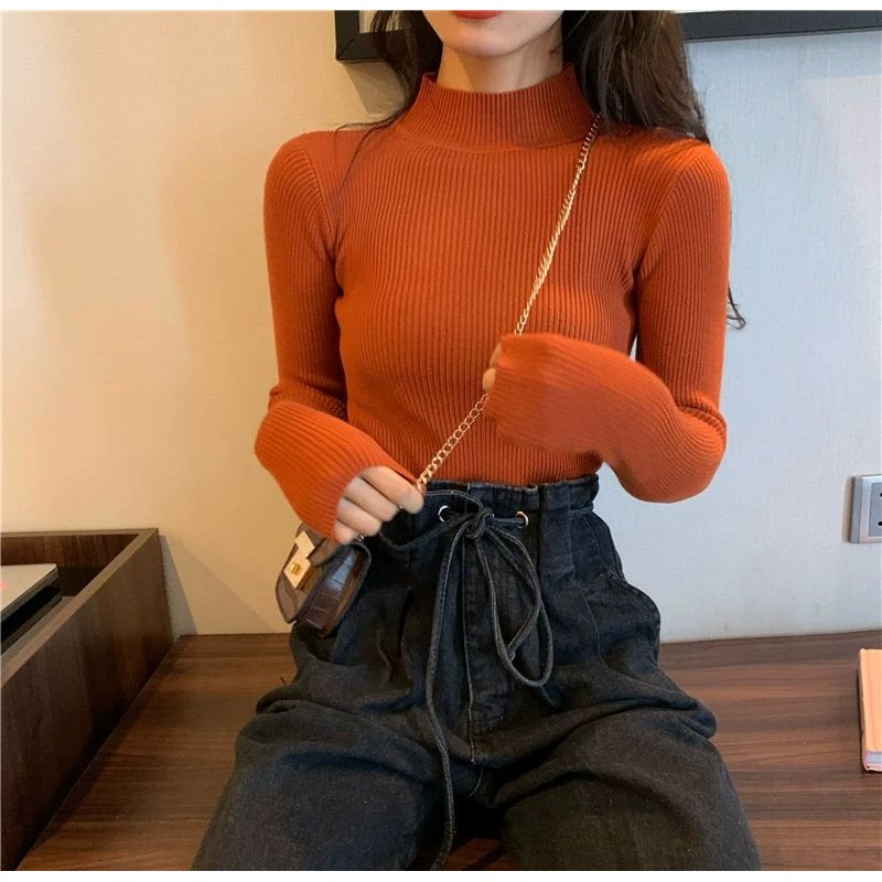 Áo len mùa thu cổ 3p giữ ấm cơ thể chất len mềm mịn ko bai xù cực đẹp xinh sang | BigBuy360 - bigbuy360.vn