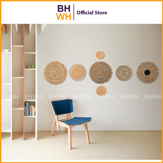 Bộ 7 đĩa cói trang trí bhwh trang trí nhà cửa, nhà hàng, quán cà phê - set 1