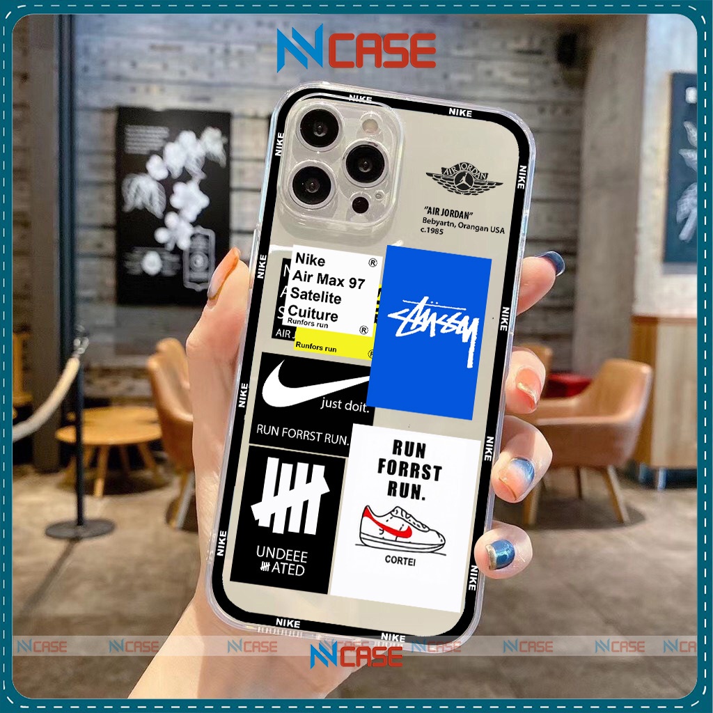 Ốp lưng iPhone Nike Chống sốc cạnh viền vuông silicon dẻo trong suốt iphone 6/6s/7/8/X/XS/Xr/11/12/13 Pro Plus Max