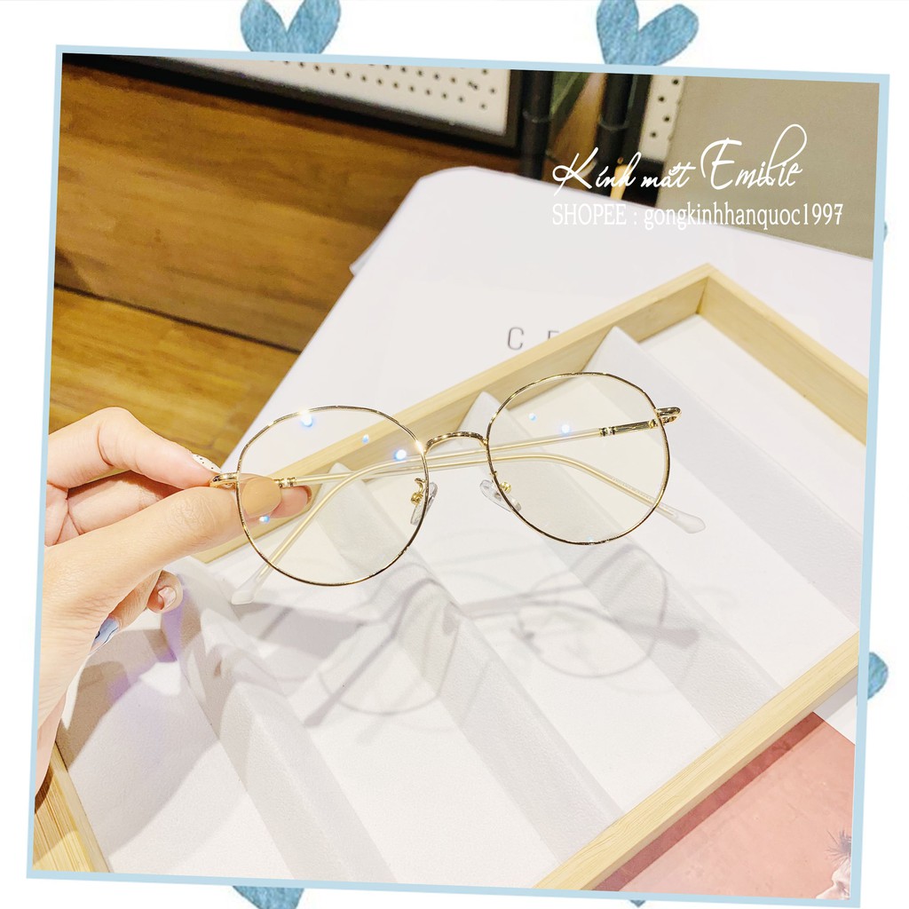 Gọng kính mảnh nhẹ vintage tròn góc cạnh nam nữ Kính mắt Emilie phụ kiện thời trang 29121 | BigBuy360 - bigbuy360.vn