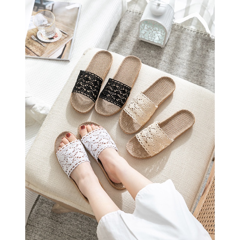 Dép cói ren đi biển, đi ở nhà, đế siêu nhẹ